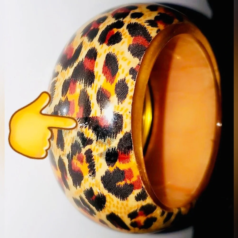 Bundle of 2 Wide Chunky Vintage Animal Print Bangle Bracelets